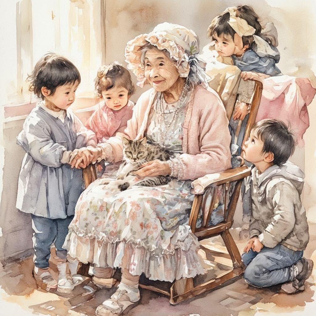 ガーリーファッションのおばあちゃん