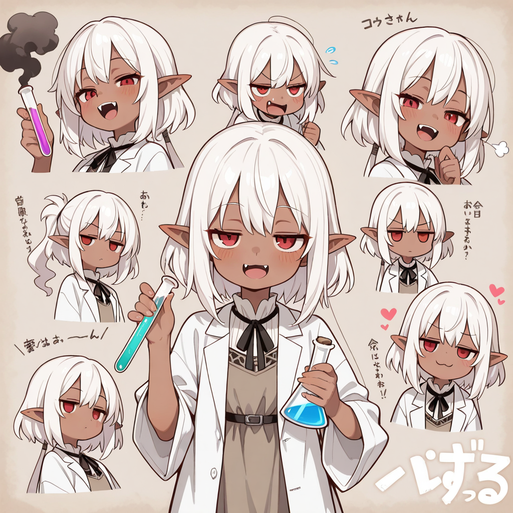 研究中のダークエルフさん