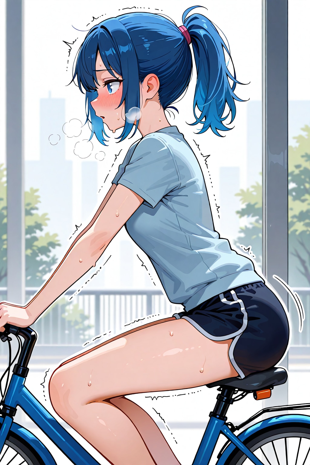 自転車のサドルに座る_LILY