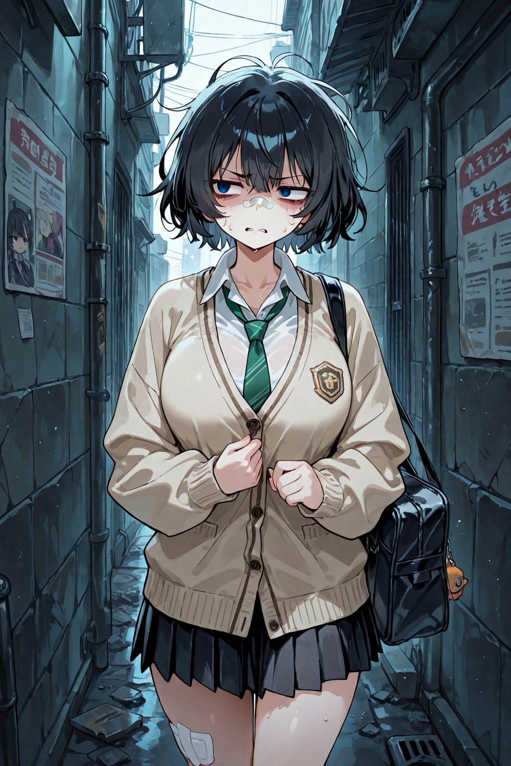 ビビりつつ路地裏を歩く三分一茜ちゃん | の人気AIイラスト・グラビア