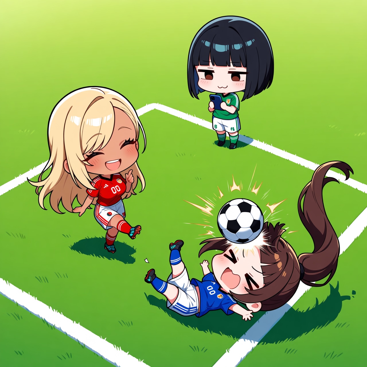 サッカーする黒ギャル