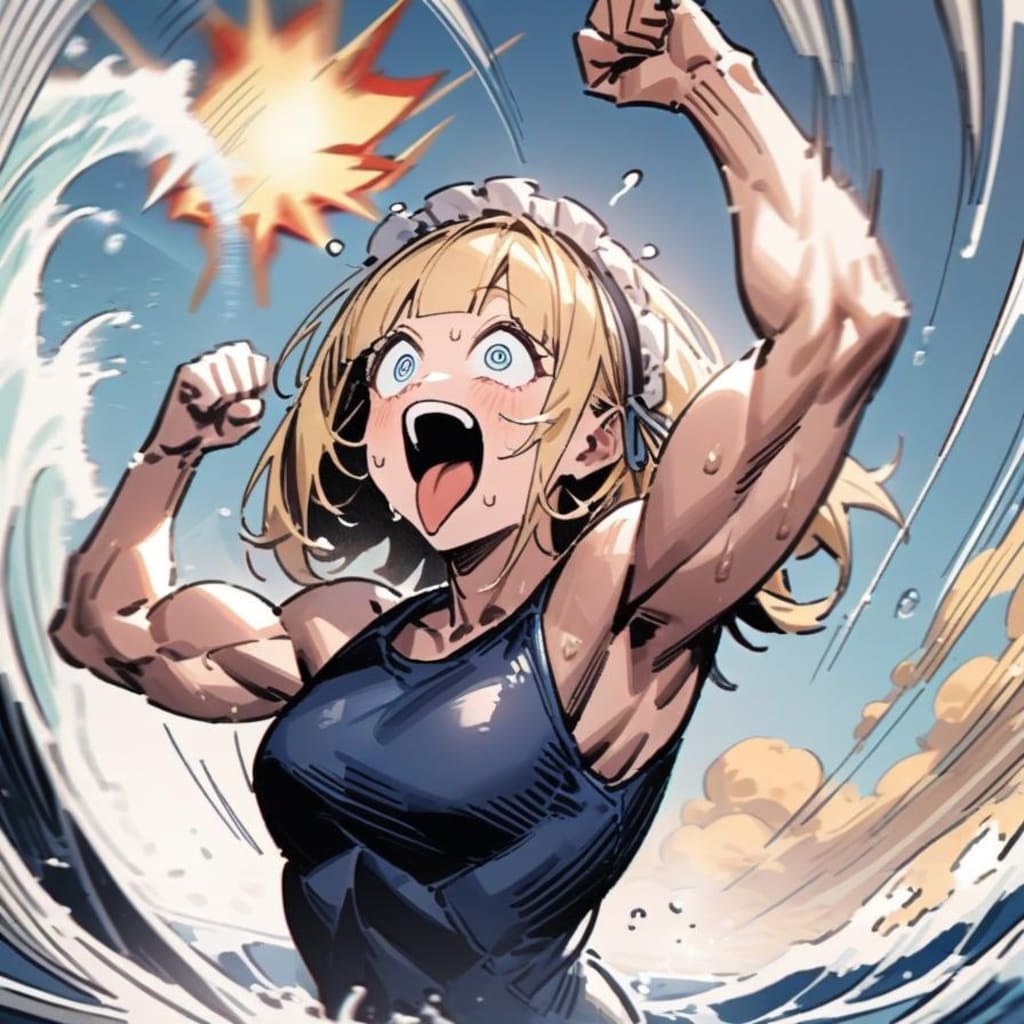 🌊スク水と 真冬の海と メイドちゃん🌊