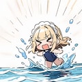 🌊スク水と 真冬の海と メイドちゃん🌊 2枚目