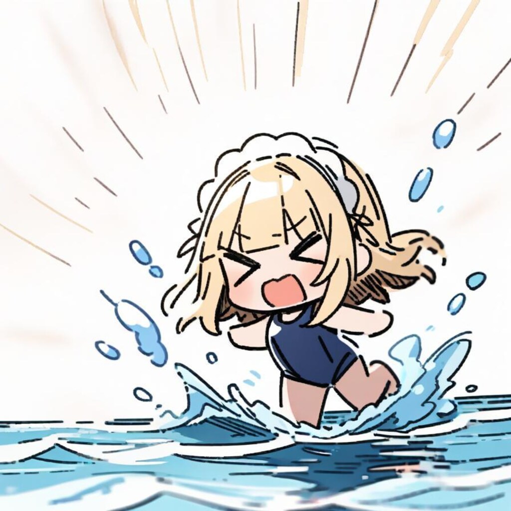 🌊スク水と 真冬の海と メイドちゃん🌊