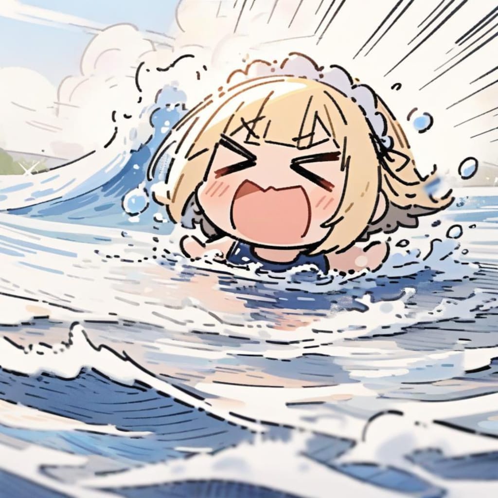 🌊スク水と 真冬の海と メイドちゃん🌊