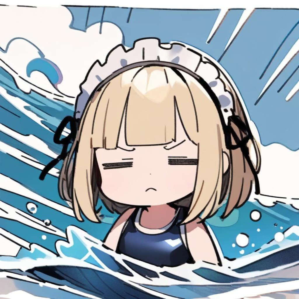 🌊スク水と 真冬の海と メイドちゃん🌊