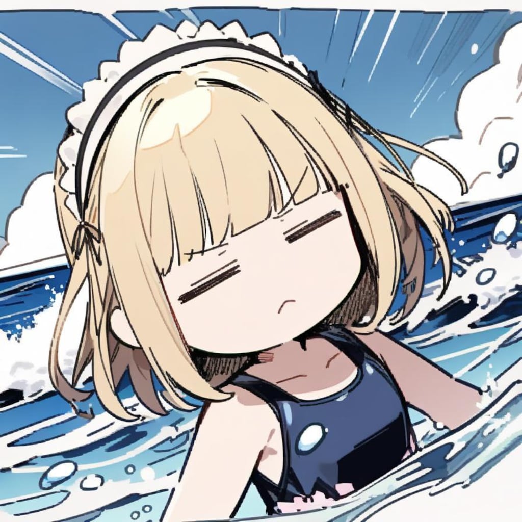 🌊スク水と 真冬の海と メイドちゃん🌊