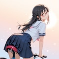 詩織ちゃん、自転車で通学 3枚目