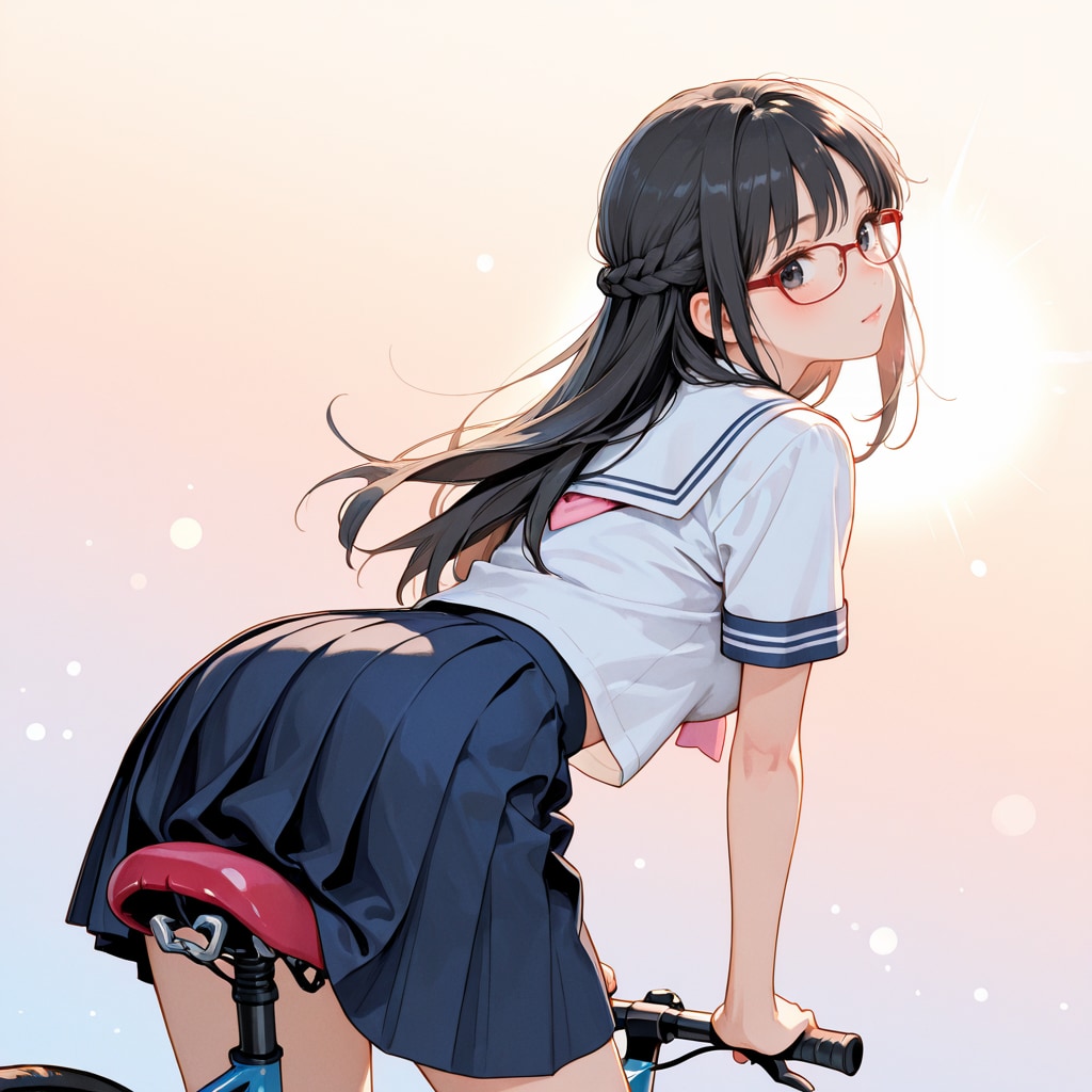 詩織ちゃん、自転車で通学