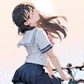 詩織ちゃん、自転車で通学 2枚目