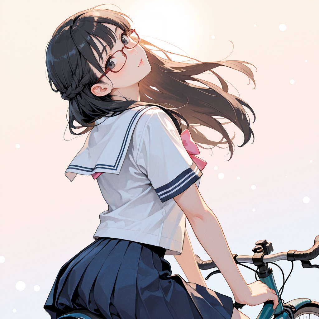 詩織ちゃん、自転車で通学