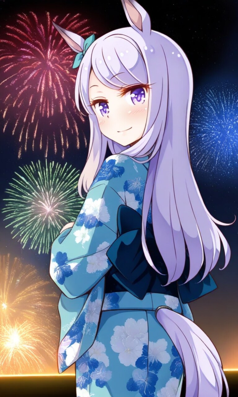 メジロマックイーン 浴衣 花火