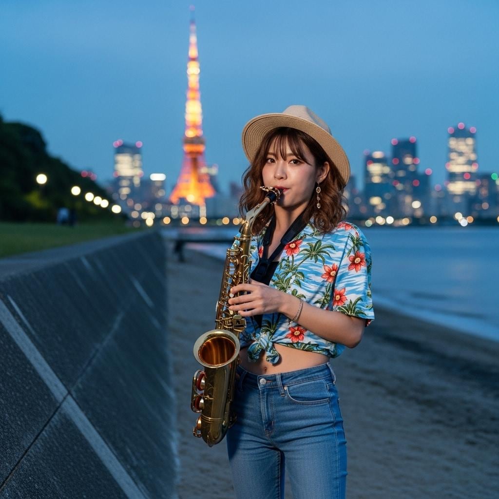 夕暮れのサックス奏者