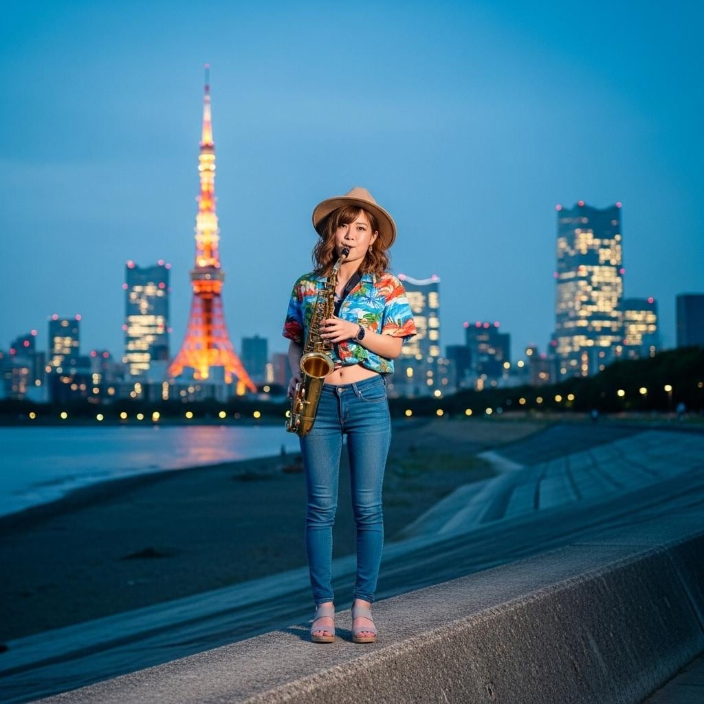 夕暮れのサックス奏者