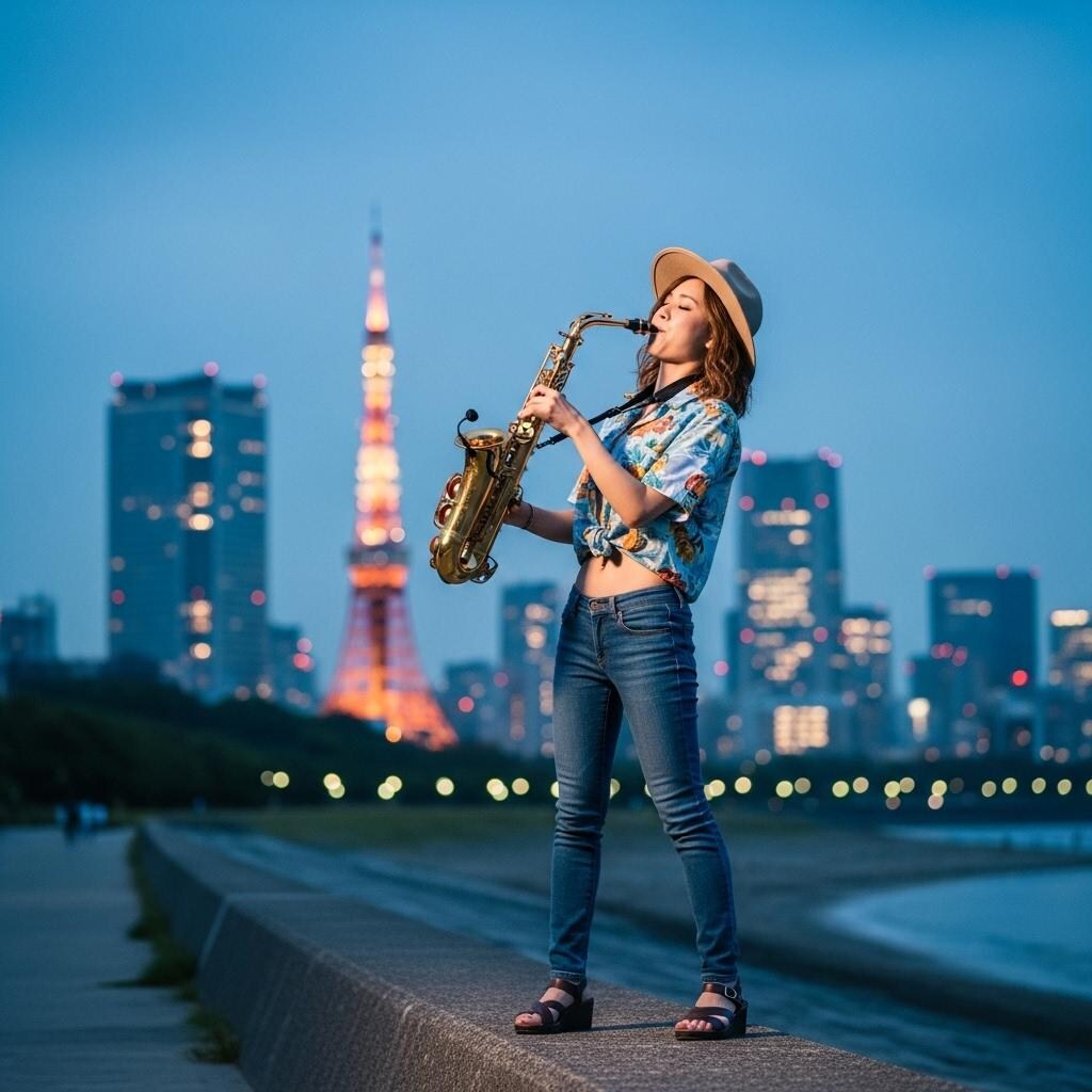 夕暮れのサックス奏者