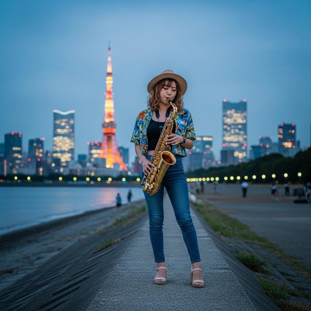 夕暮れのサックス奏者