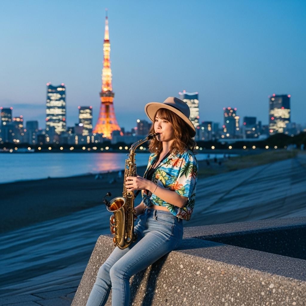 夕暮れのサックス奏者