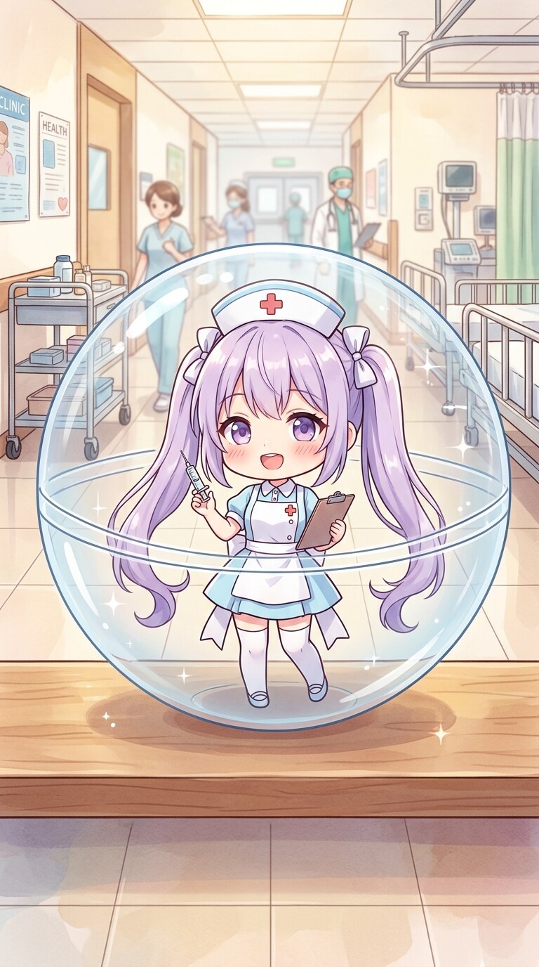 ナース服姿のGRAPEちゃんをカプセルに入れたよ | の人気AIイラスト・グラビア