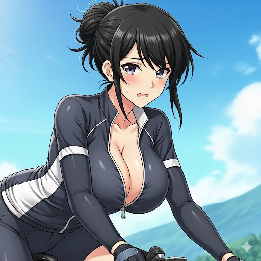 黒髪(ロードバイク女子4)
