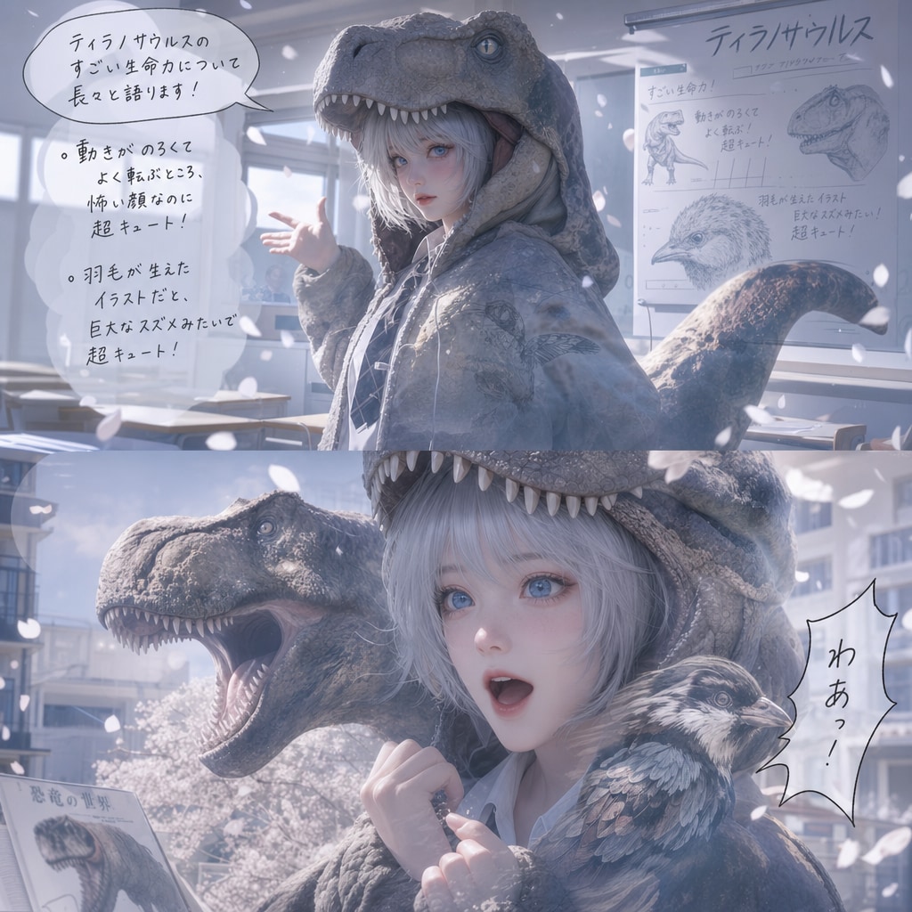 君はどうしたい?　(ティラノ巨大スズメ説) | の人気AIイラスト・グラビア