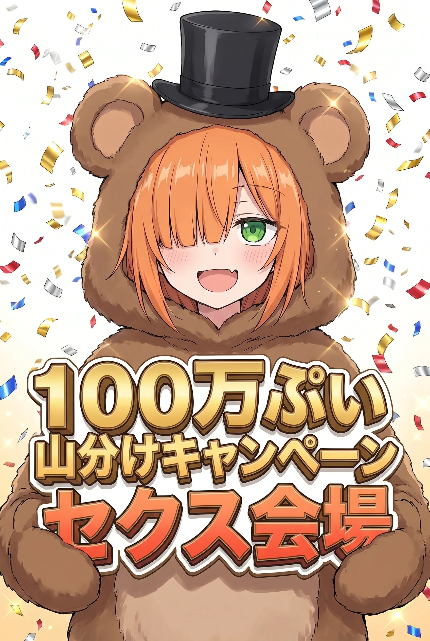 キャンペーンの応援をする目隠れちゃん☆ | の人気AIイラスト・グラビア