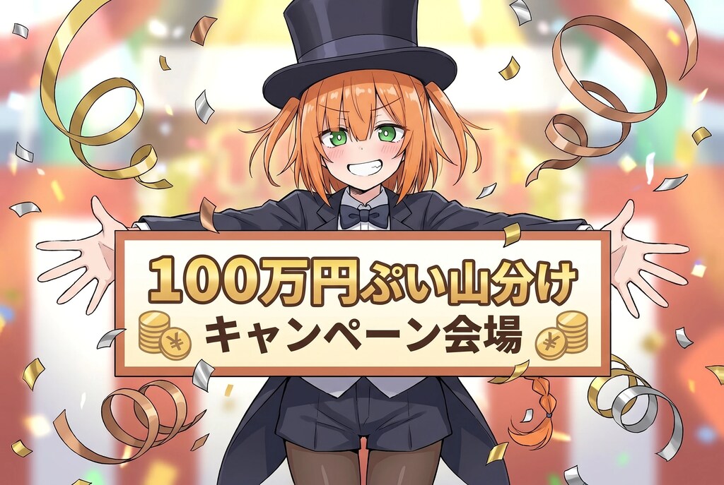 キャンペーンの応援をする目隠れちゃん☆