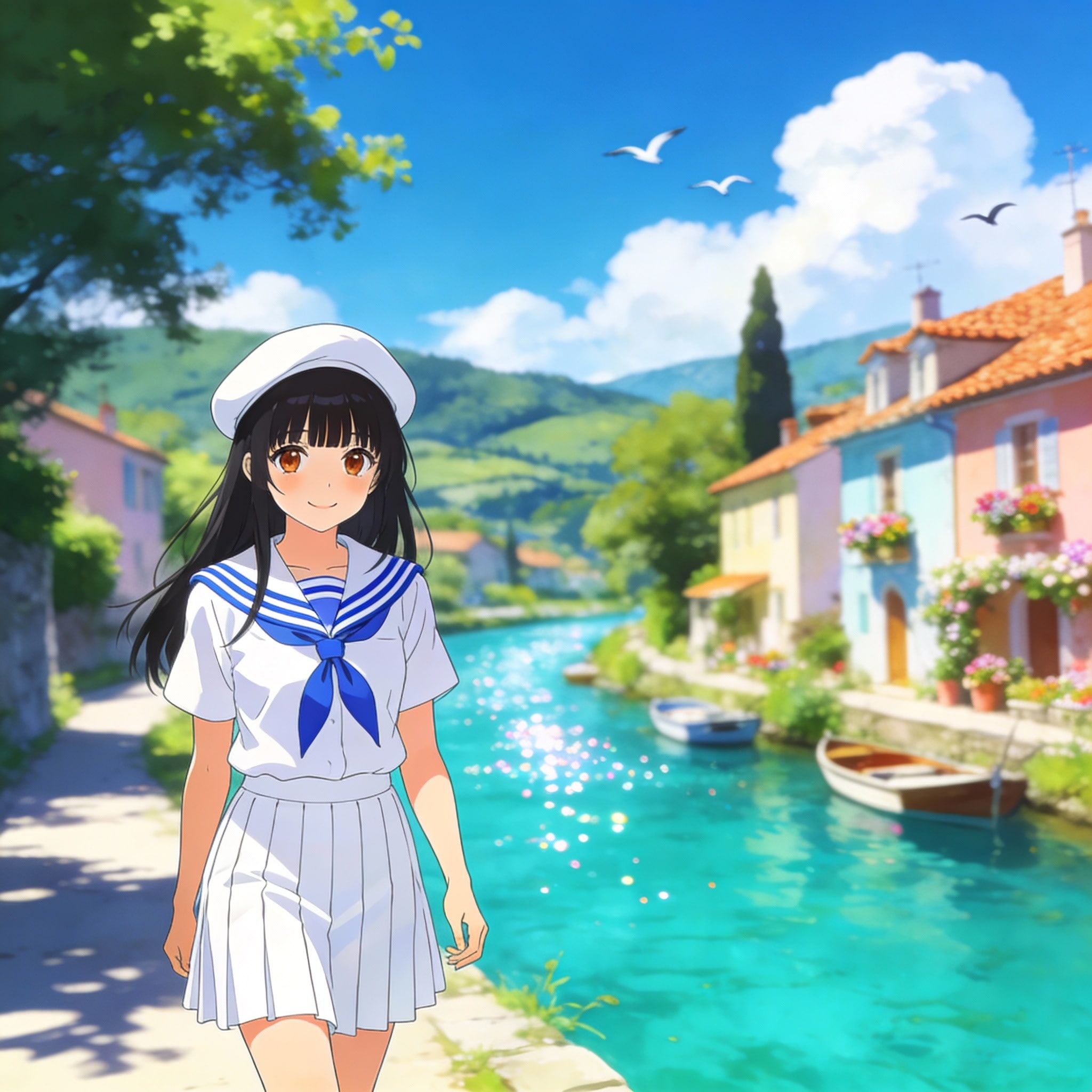 川沿いの少女 | の人気AIイラスト・グラビア