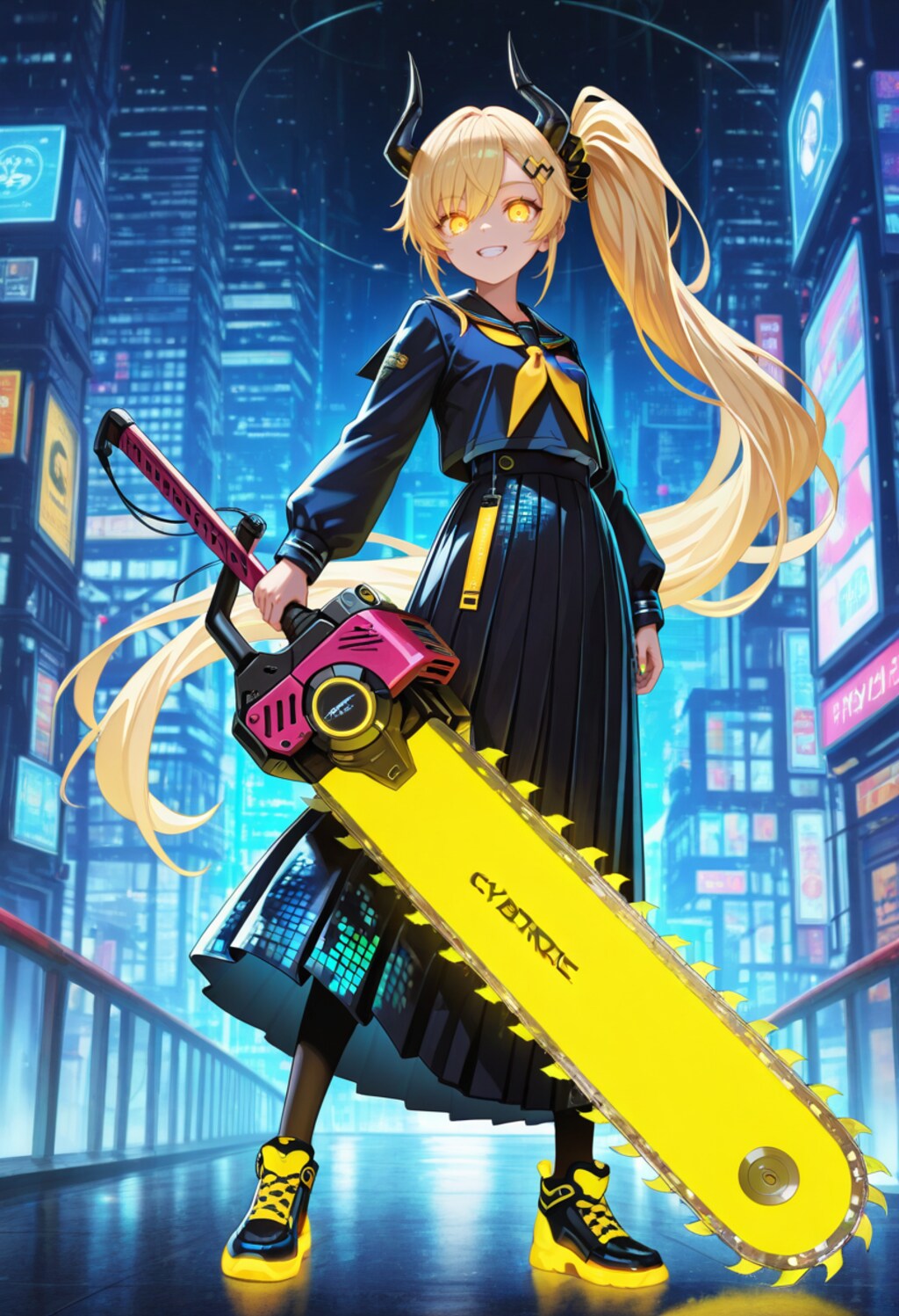 サイバーチェーンソーブレードと女鬼高生さん