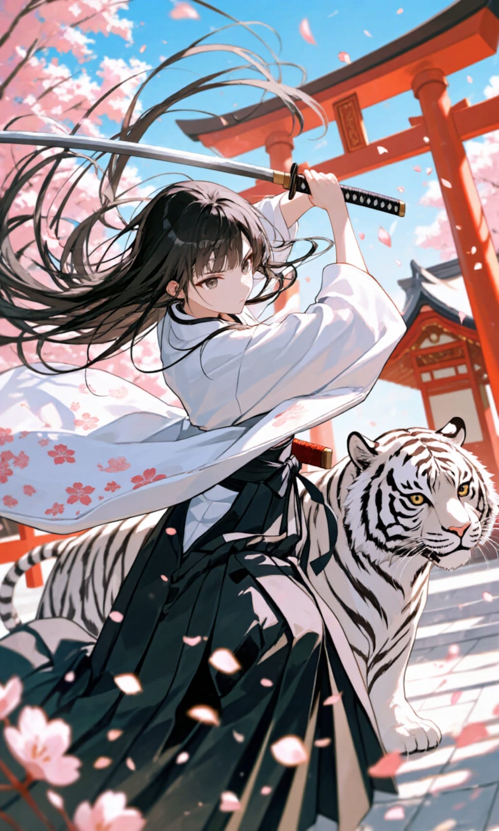 剣人女子と白虎