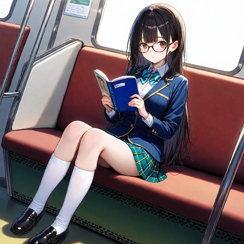 電車にて読書中 | の人気AIイラスト・グラビア