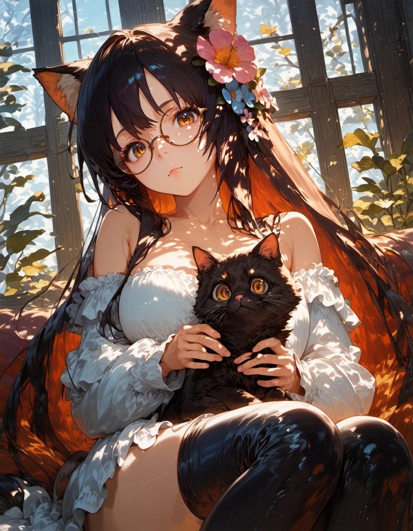 The Neko and Her Black Companion | の人気AIイラスト・グラビア
