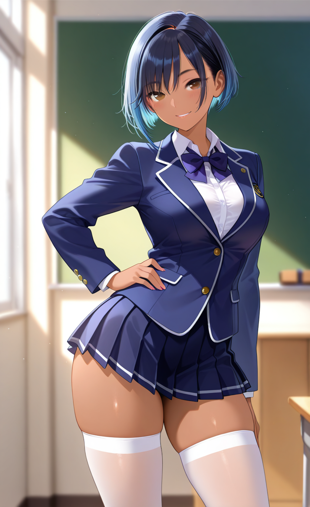 教師を誘惑して楽しむショートヘアの黒ギャルちゃん　その後