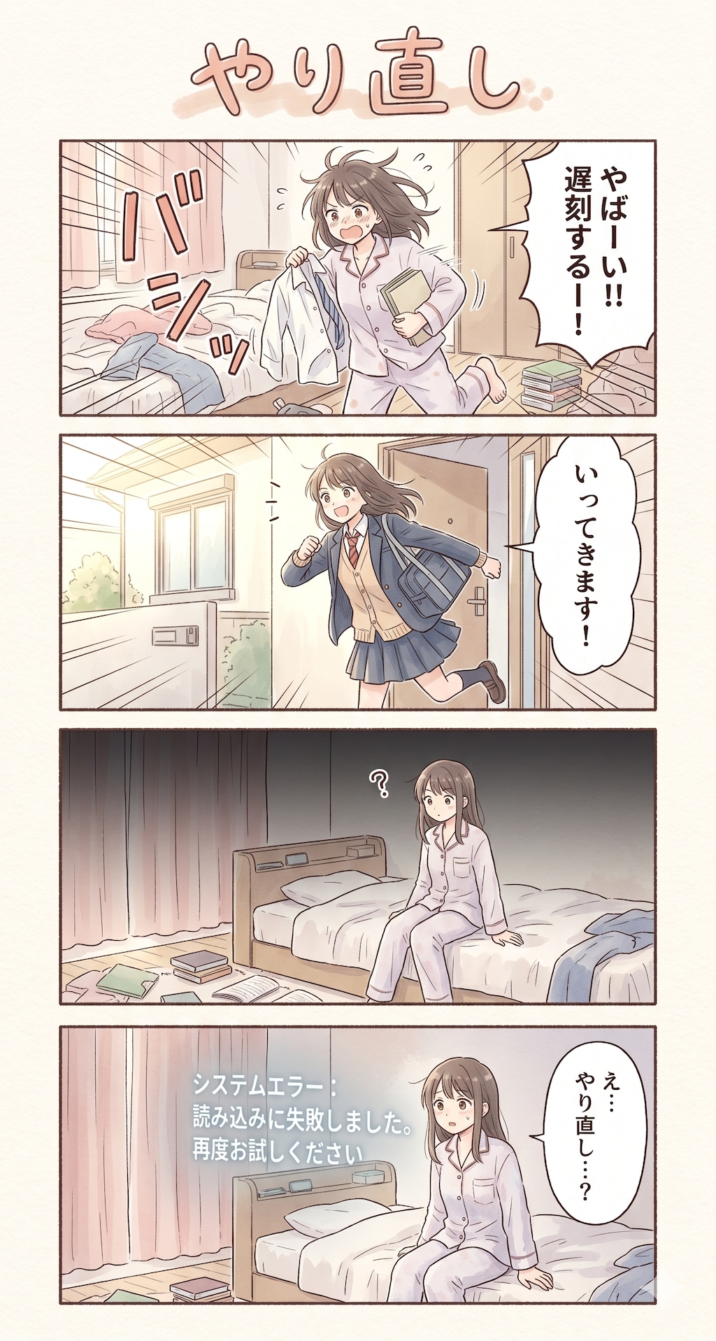 #22 ゆる日常4コマ「やり直し」