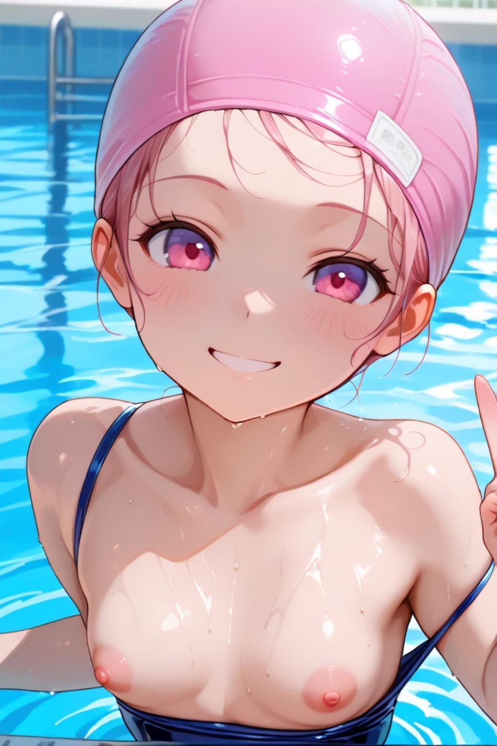 スク水のピンク髪ちゃん