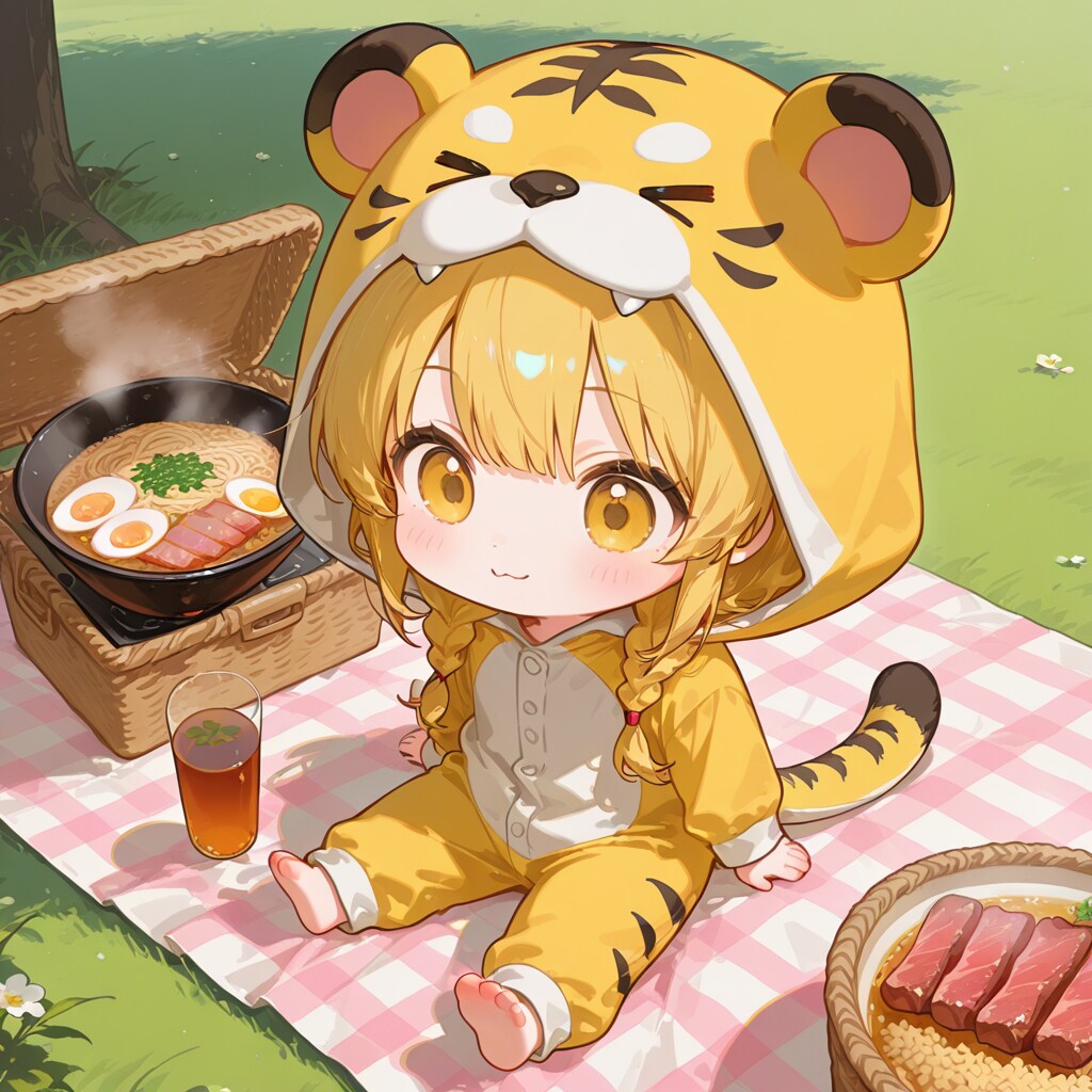 ピクニックする虎娘ちゃん