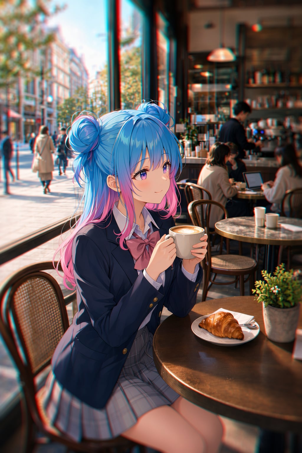 喫茶にて　（背景コンポジット習作）