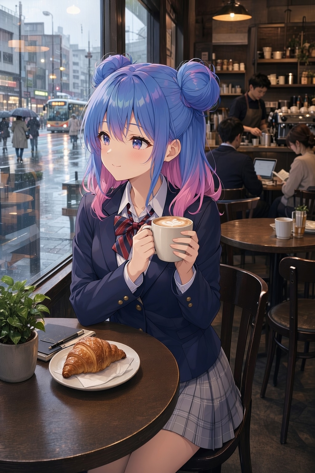 喫茶にて　（背景コンポジット習作）