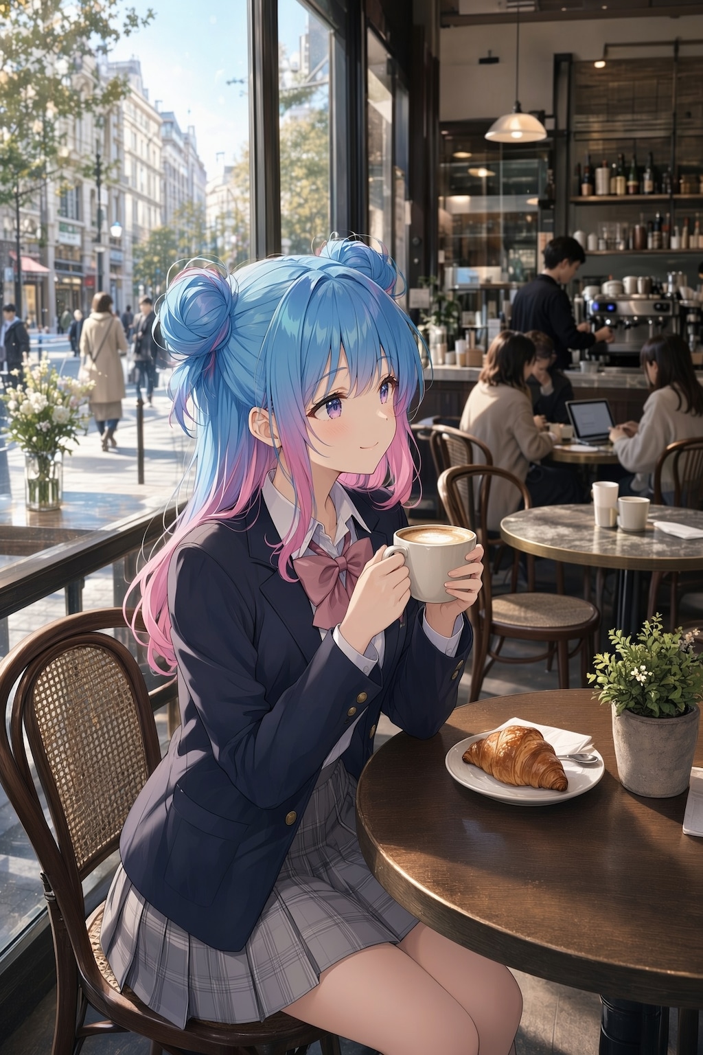 喫茶にて　（背景コンポジット習作）