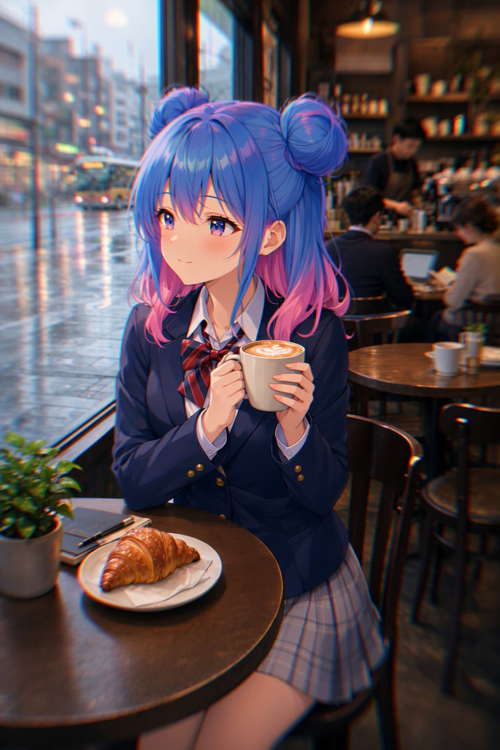 喫茶にて　（背景コンポジット習作）