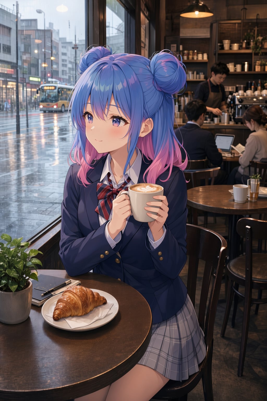 喫茶にて　（背景コンポジット習作）