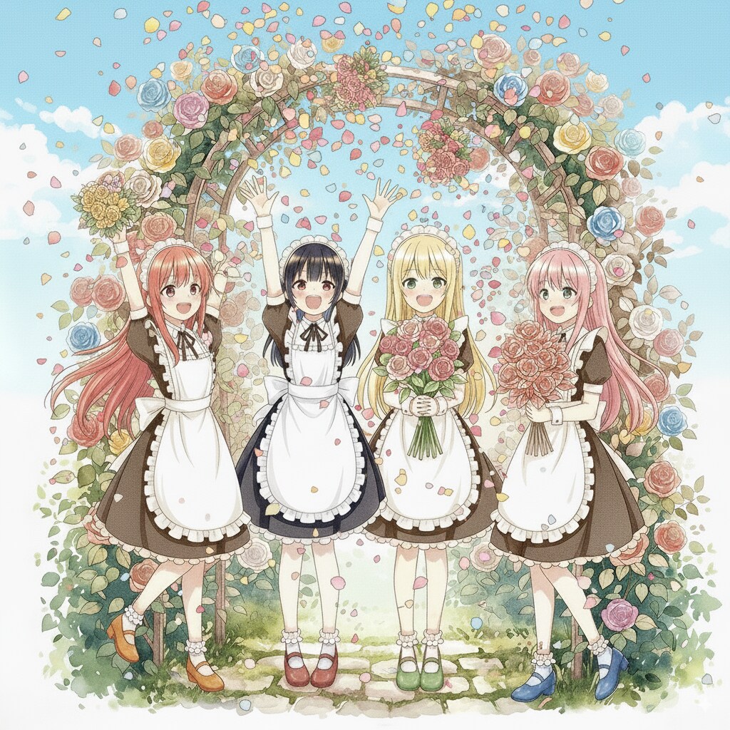 薔薇園に集まるメイドさんたちは・・・