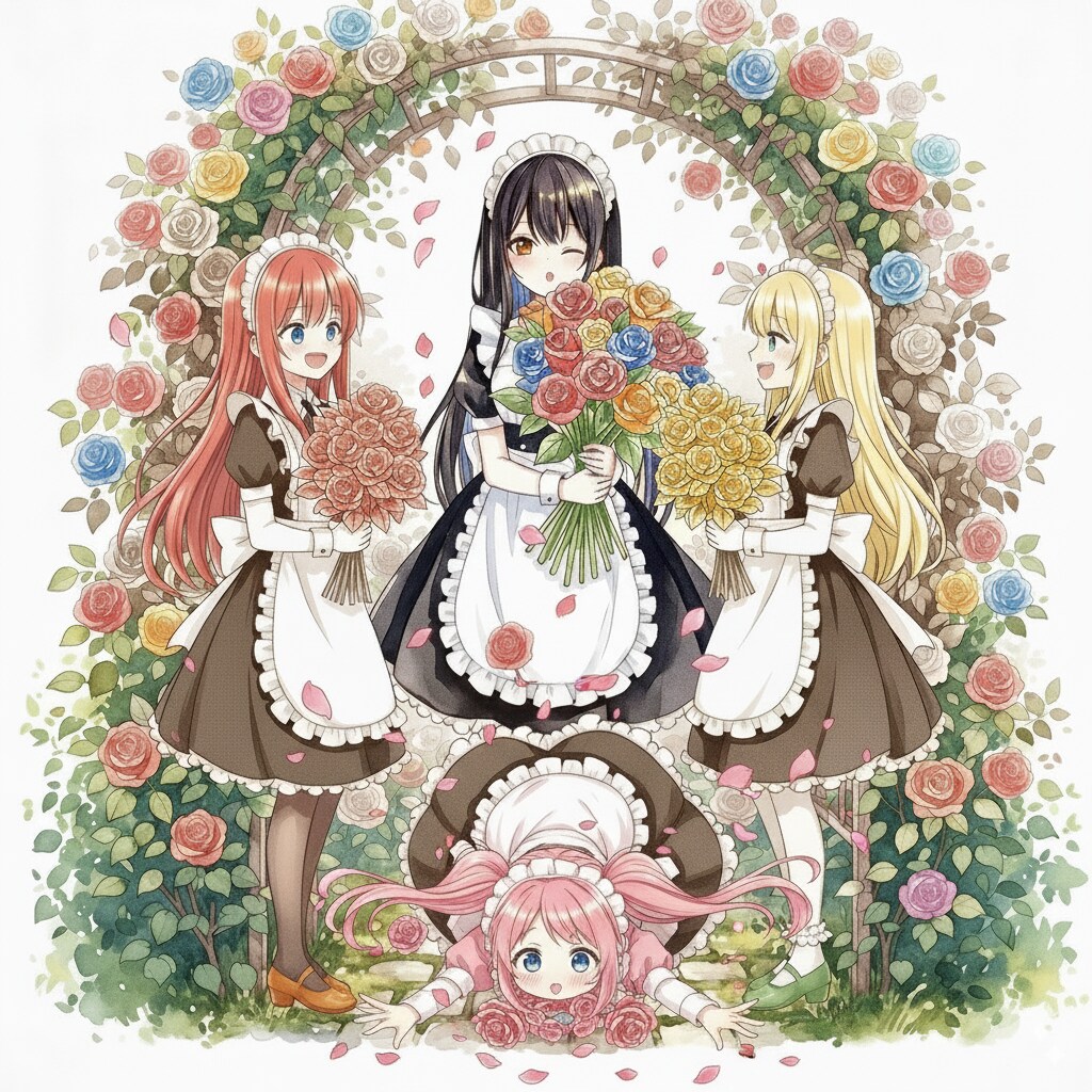 薔薇園に集まるメイドさんたちは・・・