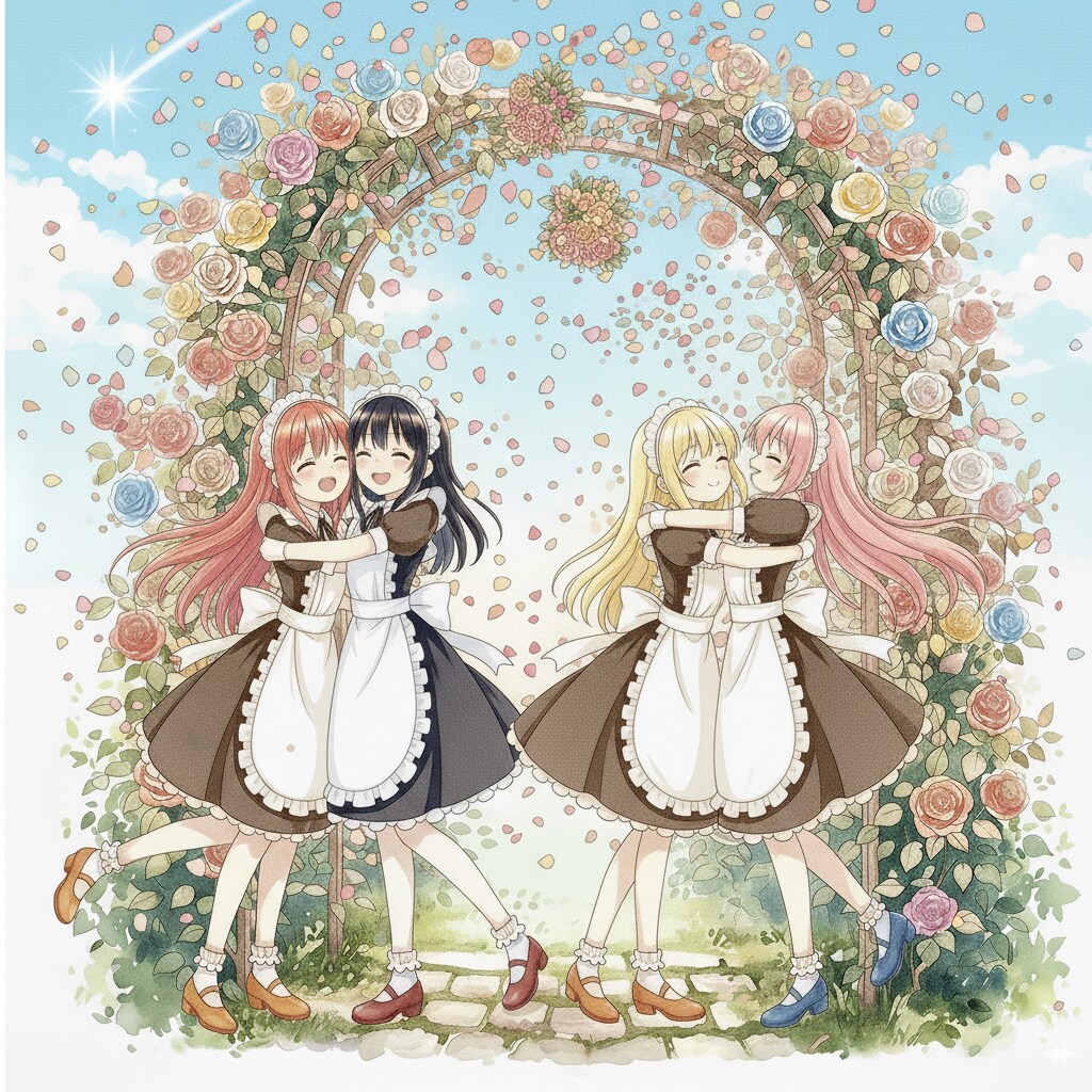 薔薇園に集まるメイドさんたちは・・・