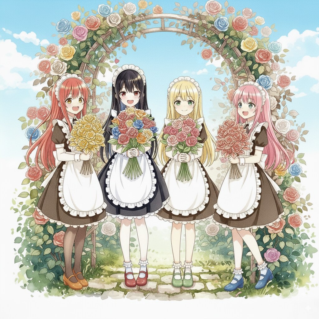 薔薇園に集まるメイドさんたちは・・・