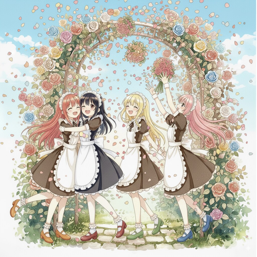 薔薇園に集まるメイドさんたちは・・・