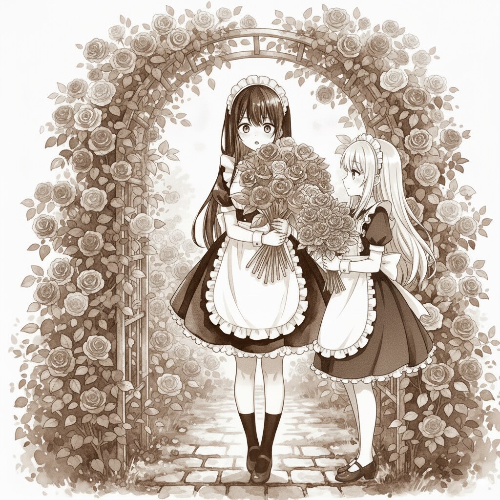 薔薇園に集まるメイドさんたちは・・・