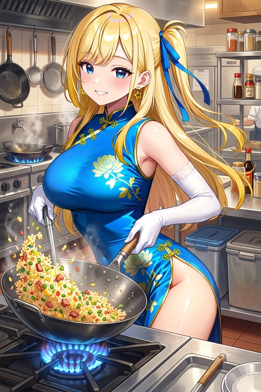 チャーハン炒めるナミちゃん