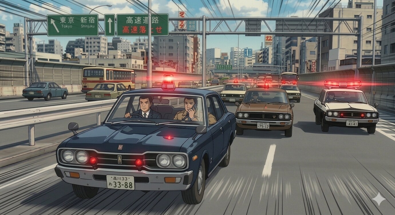 昭和の刑事ドラマ（アニメ調）