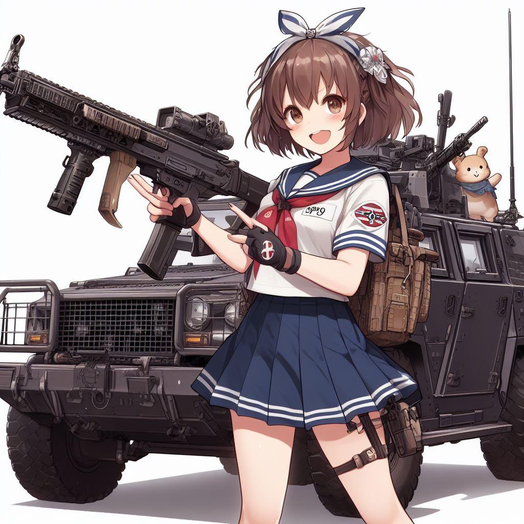 装甲車と武装女子高生💥💥💥