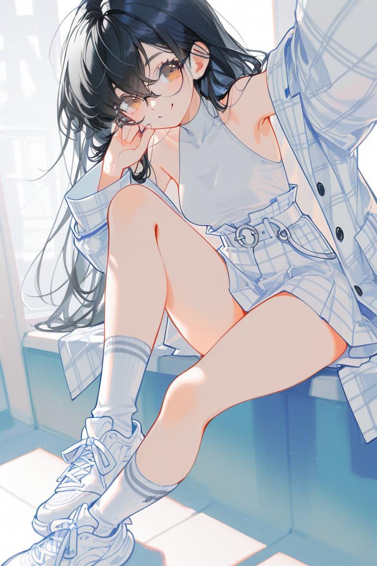 <うちの子ちゃん>白チェックガール | の人気AIイラスト・グラビア